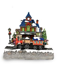 Villaggio Natalizio 361026 Stazione Di Natale Luci Suoni E Movimento 24x15x26 Cm