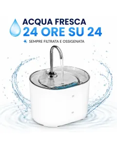 Fontanella Automatica 2,2L per Gatti e Cani con Acqua Corrente 24/7 – Sistema di Filtrazione e Ricircolo Continuo – Ultra Silenziosa