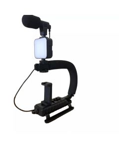 kit treppiede video con microfono a luce led kit di registrazione video per smartphone supporto per fotocamera portatile a forma di u