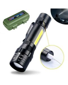Mini torcia militare tattica LED T6 ricaricabile USB luce potente zoom 300 metri