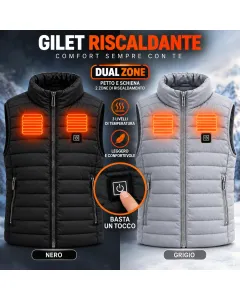 Gilet Riscaldante Elettrico Unisex con Alimentazione USB, 3 Livelli di Calore, Giubbotto Termico Imbottito con Tasche