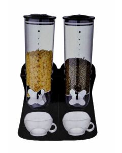 Dispenser cereali cibo secco di plastica con doppio dosatore