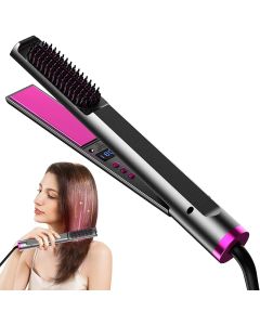 Piastra per capelli professionale 3 in 1 piastra per capelli in ceramica e spazzola per la temperatura regolabile utilizzabile su capelli bagnati o secchi