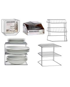 Organizer portapiatti da cucina ad angolo per armadio o penisola design elegante in acciai