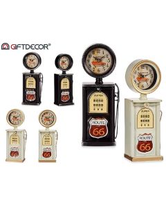 Orologio da tavolo in metallo antico decorativo vintage retrò a forma di pompa a gas