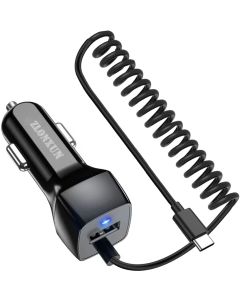 ZLONXUN Caricabatteria Caricatore Auto con Cavo di Tipo C Compatibile con Android e IOS 