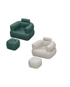 Poltrona Gonfiabile con Poggiapiedi – Design Ergonomico, Superficie Vellutata, Facile da Gonfiare e Trasportare