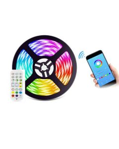 Striscia led 5m smart wifi control 5050 rgb impermeabile adesiva app ip65 12v