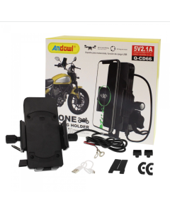 Supporto Smartphone per Moto con Presa USB – Rotazione 360° e Ricarica Integrata