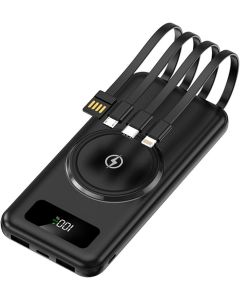 Mini Power Bank Wireless 20000mAh – Ricarica Rapida e Grande Capacità con 4 Cavi Integrati