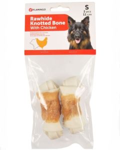 Flamingo Osso annodato con pollo per masticazione e salute orale del cane domestico 11cm 2 pezzi