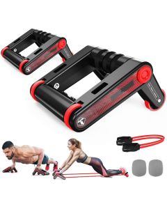 Roller Maniglie per Flessioni Rullo Addominale Multifunzionale Rimbalzo Automatico con Corda Elastica e Ginocchiera per Allenamento in Casa e in Palestra