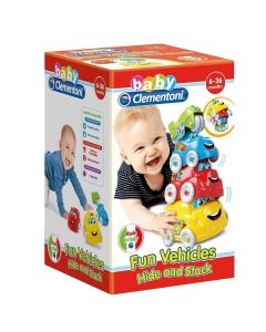 Clementoni Baby Veicoli attività Scopri e Impila Gioco per Bambini Multicolore