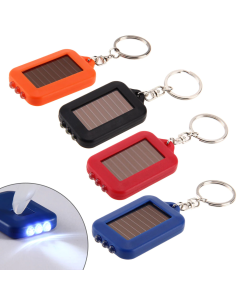 Mini Torcia 3 LED Portachiavi energia Solare Batteria Pannello Flashlight Keychain