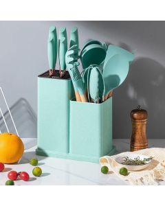 Set da 19 pezzi di set di utensili da cucina in silicone con manico in legno