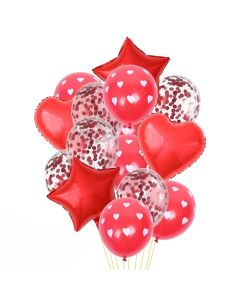 Set di 8 palloncini rossi a forma di cuore e di stella palloncini trasparenti con coriandoli