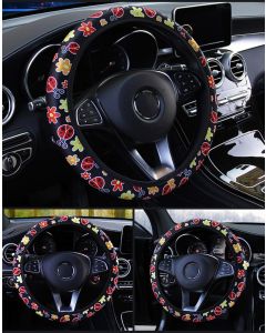 Coprivolante Per Auto 37cm-39cm Fiori Universali Stampa Antiscivolo Car Styling Coprivolanti Accessori Auto Interni