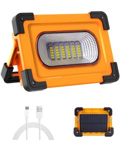 Faro Luce LED Portatile 60W Proiettore Ricaricabile con Cavo USB LED Esterni 9000mAh con Batteria Ricaricabile Integrata Lavoro Luce da Campeggio Lamp Porta USB e modalità SOS