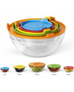 Set 5 pz contenitori in vetro con coperchio ermetico 