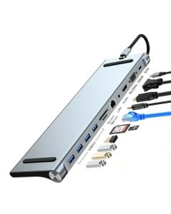 Hub 11 in 1 usb type c adattatore con hdmi 4k vga ethernet lan sd audio pd hu990
