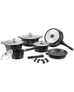 Royalty Line Set 14 Pezzi in Pietra Pentole Padelle E Coperchio Lavica Roy Per Uso Professionale E Domestico Modello Rl-es1014m