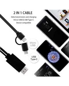 Cavo 2 in 1 Micro Usb / tipo C a HDMI Video HDTV digitale 1080p (x6l)
