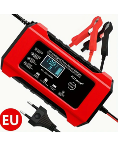 Caricabatterie Auto 12V  Intelligente con Schermo LCD, Multi Protezioni e Funzione Ripristino per Auto, Moto, Barche e Camion