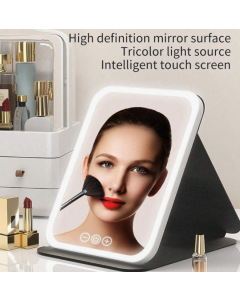 Specchio da Trucco con Luci LED e Touchscreen - Luminosità Regolabile e Design Pieghevole