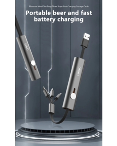 Cavo di Ricarica 3 in 1 - 40W, Dati e Alimentazione, con Cavi Integrati Micro USB / iOS / Type-C - Versatile e Resistente