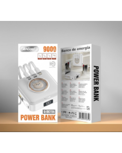 Power Bank Portatile Andowl Q-DC154 9000mAh con Display Digitale e Cavi Integrati