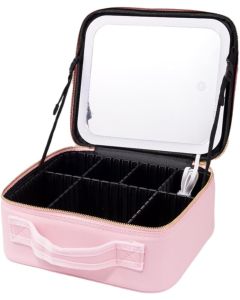 Borsa per Trucco con Specchio Illuminato a LED – Custodia da Viaggio con 3 Impostazioni di Colore, Elegante e Funzionale