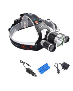 Lampada frontale 3 led pile ricaricabile auto torcia da testa sport pesca b001