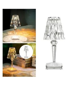 Lampada da tavolo con diamanti in acrilico 3 colori di illuminazione con luce notturna da comodino in cristallo USB regolabile in luminosità