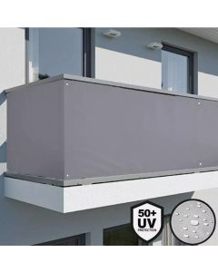 Telo Frangivista per Balcone Grigio 500x85 cm – Copertura Oscurante Impermeabile con Occhielli e Corde, Protezione UV 50+