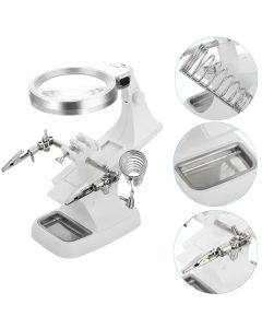 Lente ingrandimento terza mano 3-4.5x led pinze tavolo riparazioni saldature