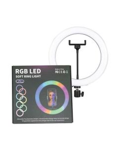 Luce ad anello morbida a LED RGB, luce ad anello flash RGB (con treppiede piccolo) 33 cm