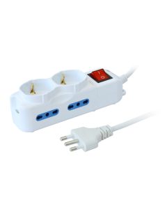 Multipresa 4 Posti Italiana Bipasso / 2 Schuko con Interruttore