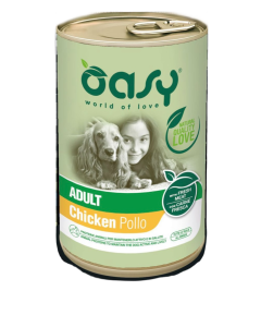 Oasy wet Dog lifestage-Patè Al gusto pollo per cani adulti di taglia media latta da 400g 