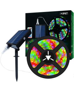 Strisce LED Solari per Esterni ad Energia Solare con 8 Modalità di Illuminazione.