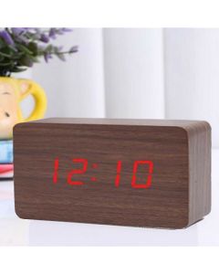 Sveglia orologio digitale led effetto legno con suono allarme e temperatura 1295