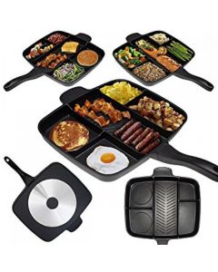 Padella Cotture Separate Magic Pan 5 in 1 Antiaderente Piastra Bistecchiera