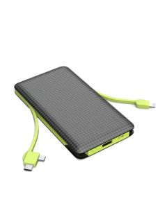 Powerbank 10000mah q-a134 2 cavi connettori micro usb lightning type-c caricatore