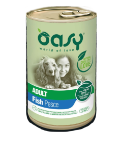 Oasy wet Dog lifestage-Patè Al gusto pesce  per cani adulti di taglia media latta da 400g 