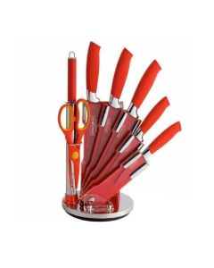Set coltelli con ceppo 6 pezzi Gusto casa acciaio rivestito rosso