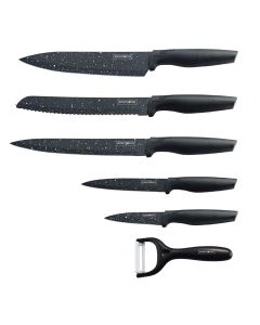 Set Coltelli Royalty Line RL-MB5 Nero Antiaderente 5 pezzi+ Pelapatate