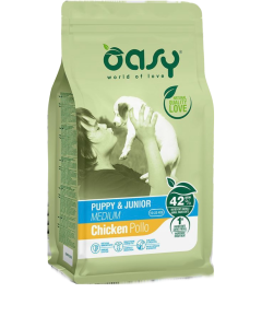 Oasy Alimento Secco per Cani cuccioli e giovani di taglia media  3Kg - Mangimi Secchi per Cani