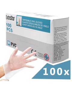100x guanti extrastar monouso in vinile pvc non medici riduce contatti