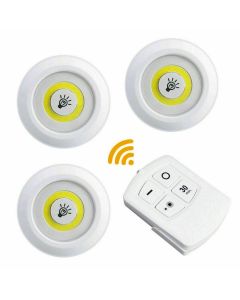 Set 3 Faretti Led Light Con Telecomando Remote Control Per Soffitto Armadio