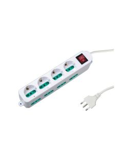 Ciabatta Elettrica Multipresa 12 posti 4 schuko + 8 bipasso con interruttore