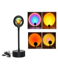 Lampada Proiettore Atmosfera Led Tramonto Arcobaleno Sole Luce Orientabile Usb